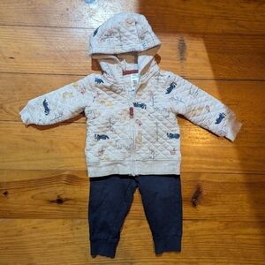 Carter's Quilted Woodland Nature Jacket With Pants Size 9 Month